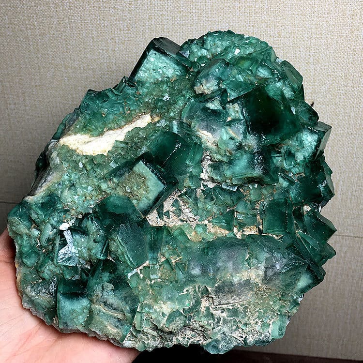 Madagascar Natural Sunlight Green Fluorite Raw Stone Specimen Color Change Green Mineral Crystal